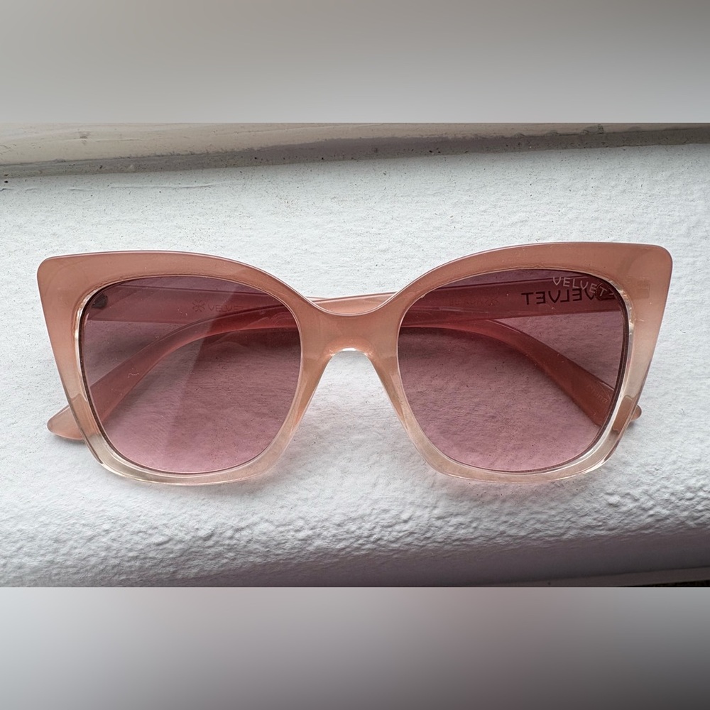 Velvet Transparent Blush Pink Oversized Sunglasses